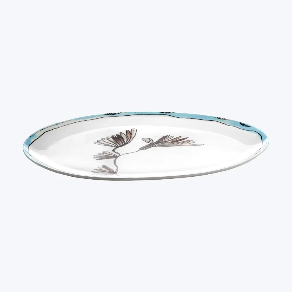 Midnight Flowers Oversized Oval Serving Plate