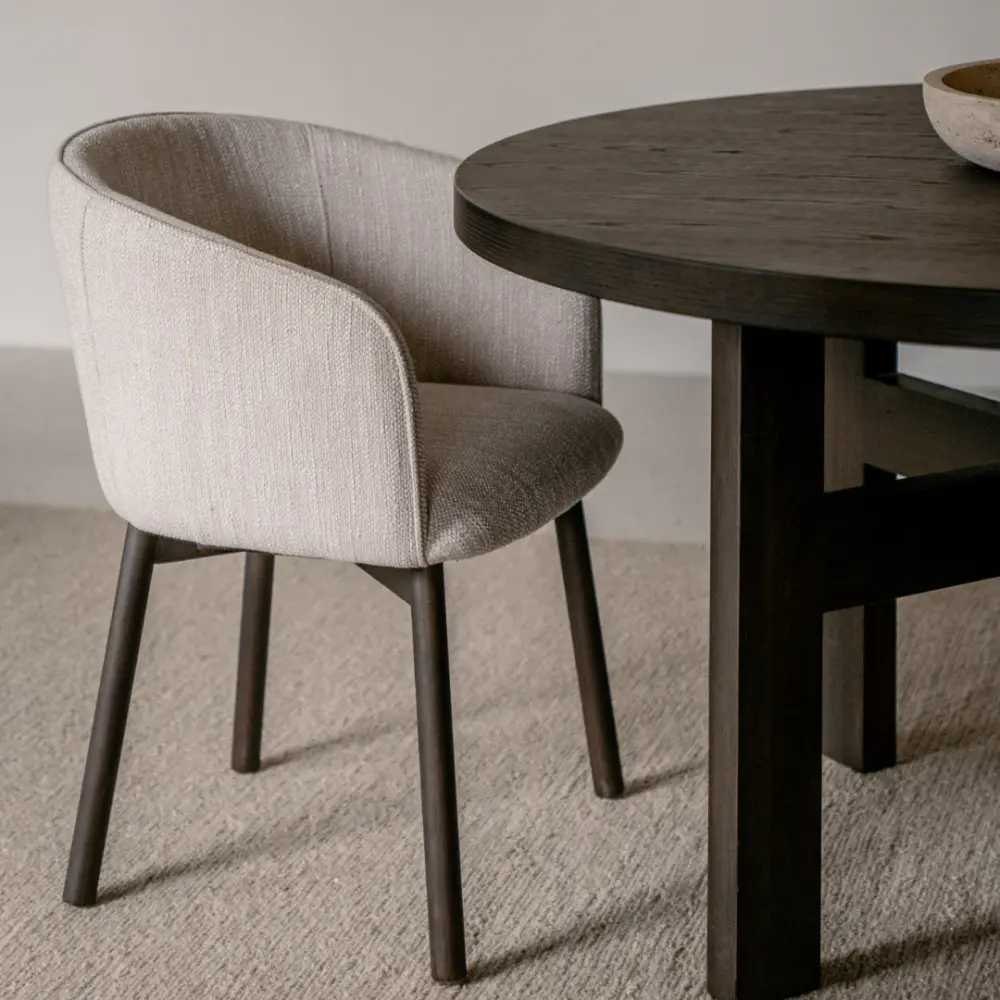 Dining chair Nox - Smoke wood - Sandstone spotted weave