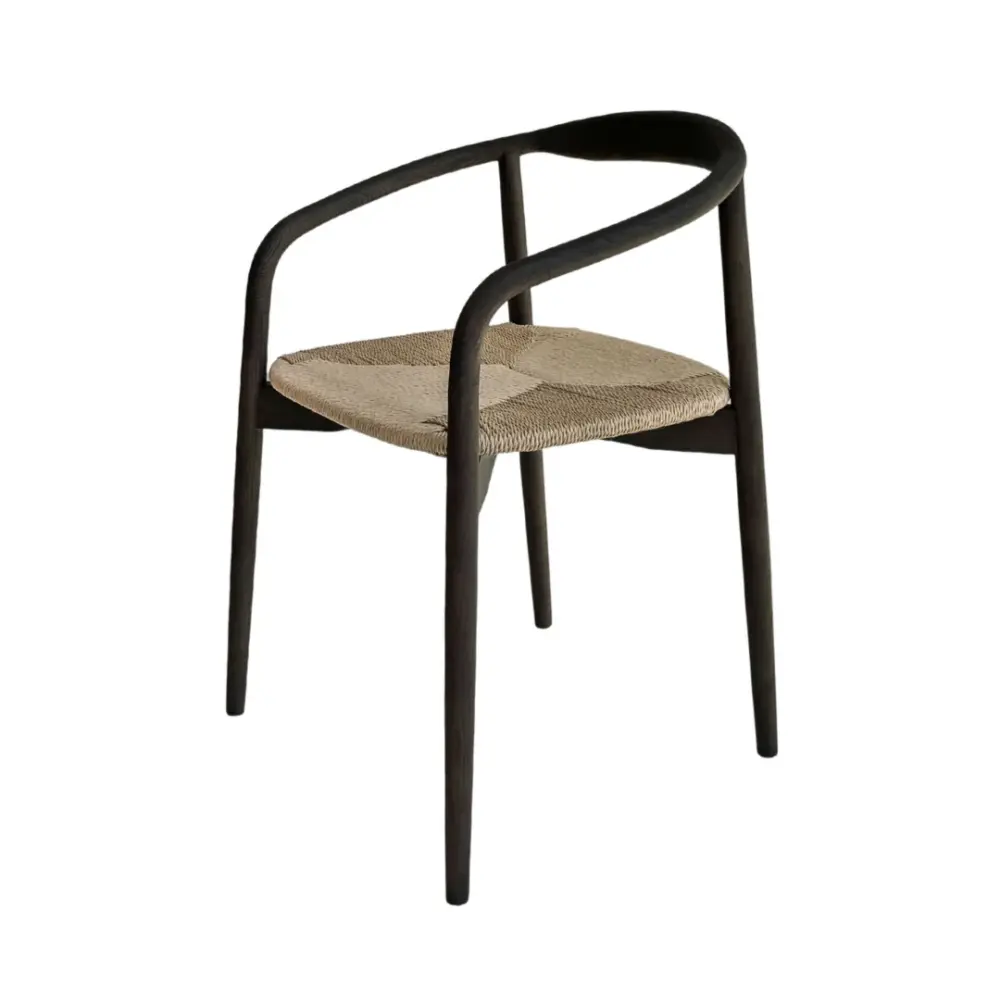 Ely dining room chair - Rectangular fabric seat - Smoke Wood - Woven seat Man Cave