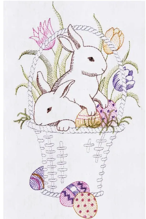 BASKET EMBROIDERED KITCHEN TOWEL Matching Napkins