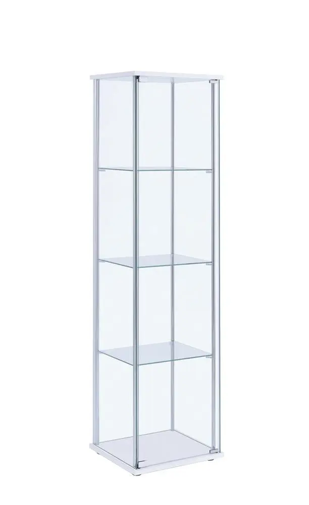 Bellatrix Rectangular 4-Shelf Curio Cabinet White and Clear