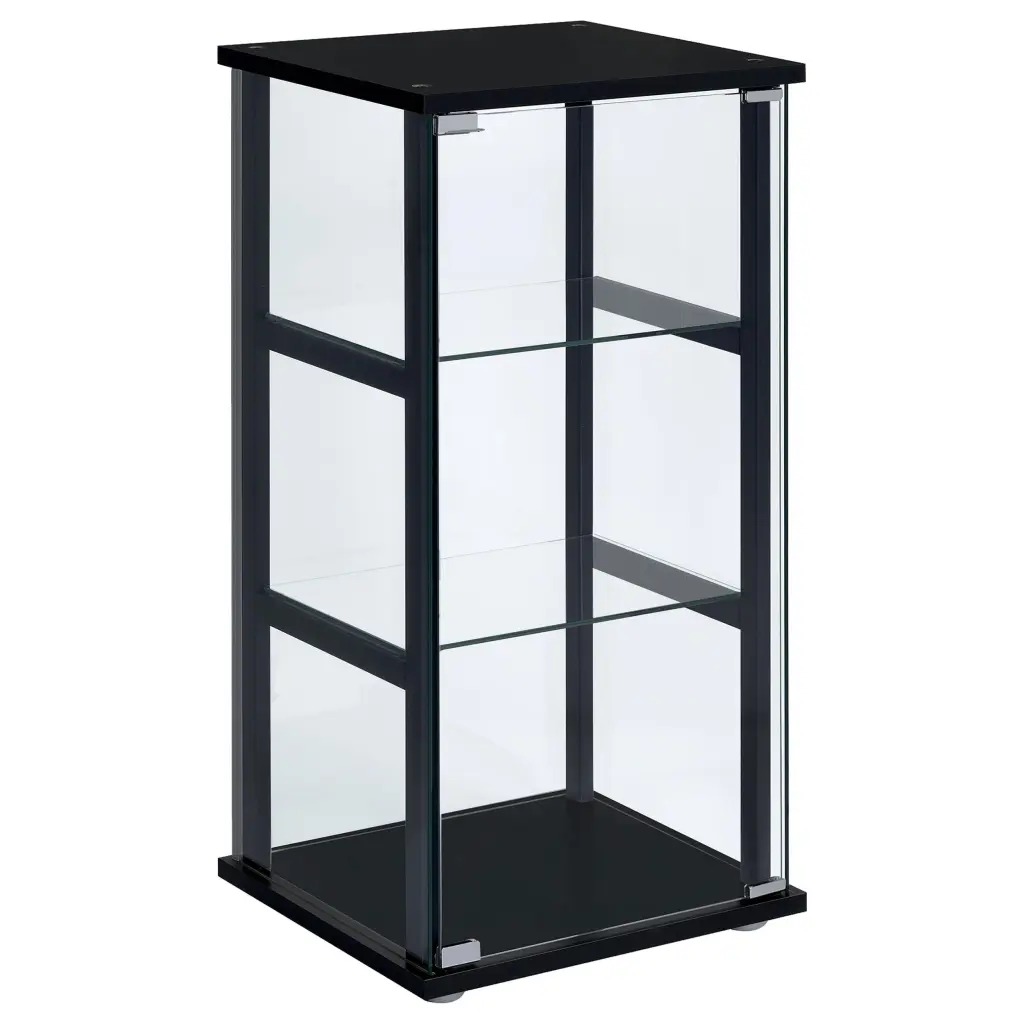 Cyclamen 3-Shelf Glass Curio Cabinet Black and Clear