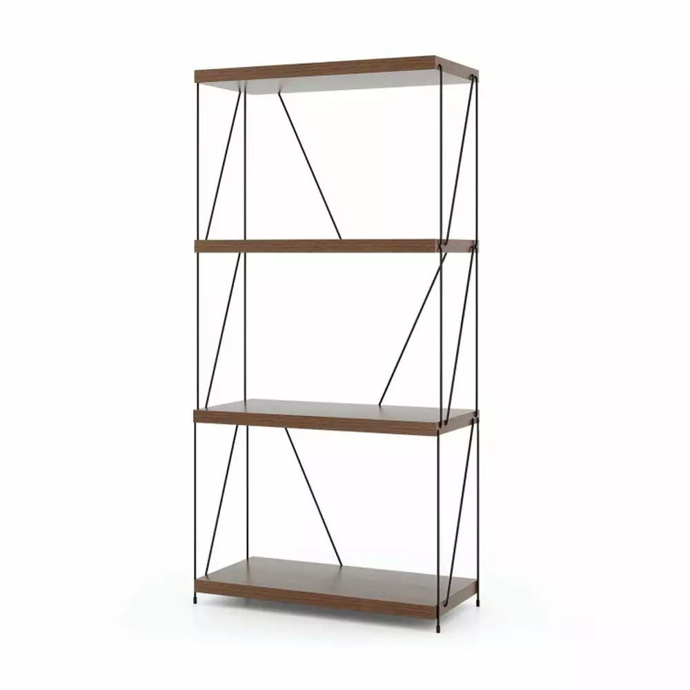 Topcobe 4-Tier Multipurpose Display Rack Metal Frame Corner Bookshelf Modern Book Case Books CDs