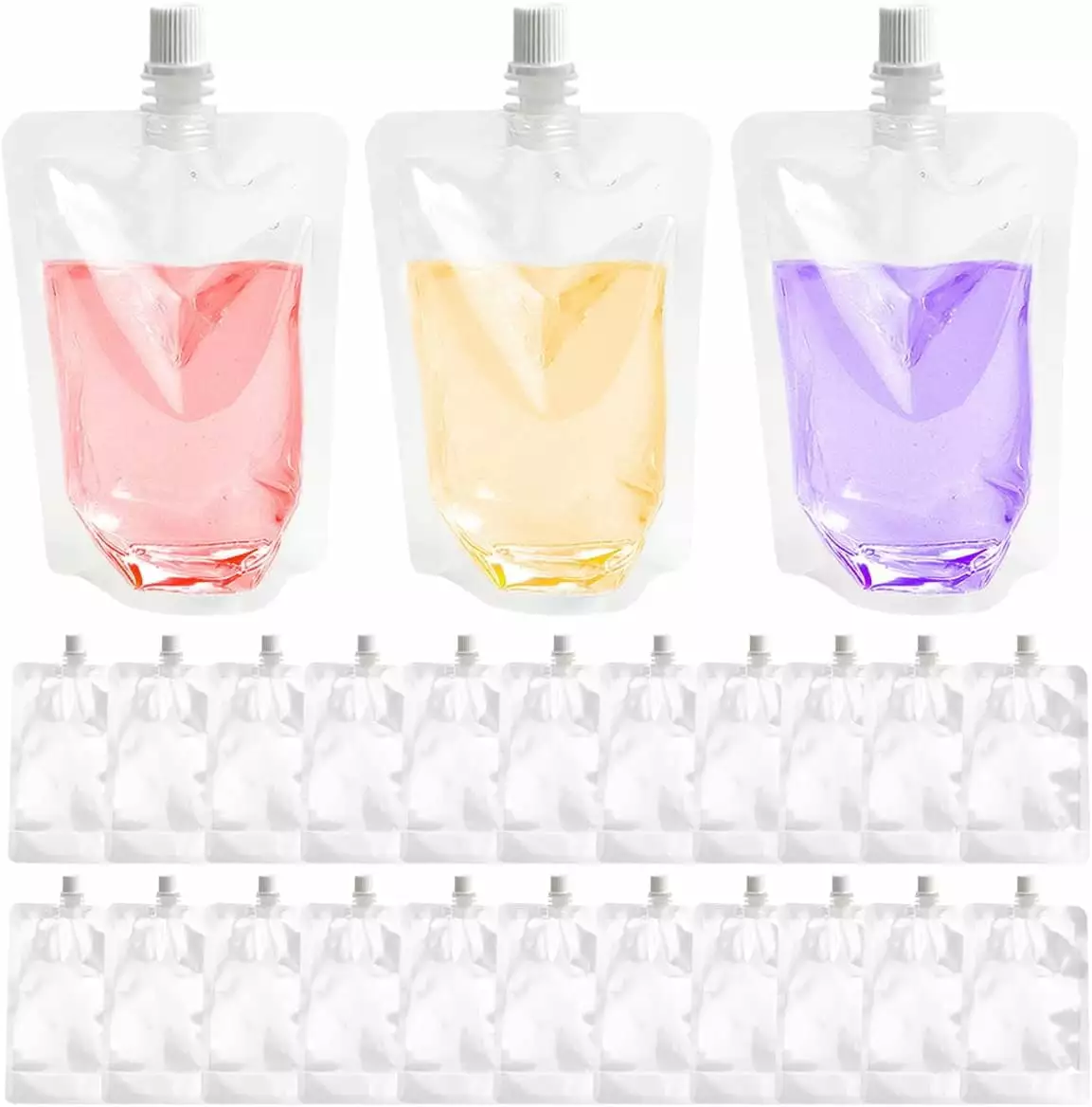 100 Pcs Reusable Plastic Flask Drink Pouches 100ml Home Travel Party Wedding