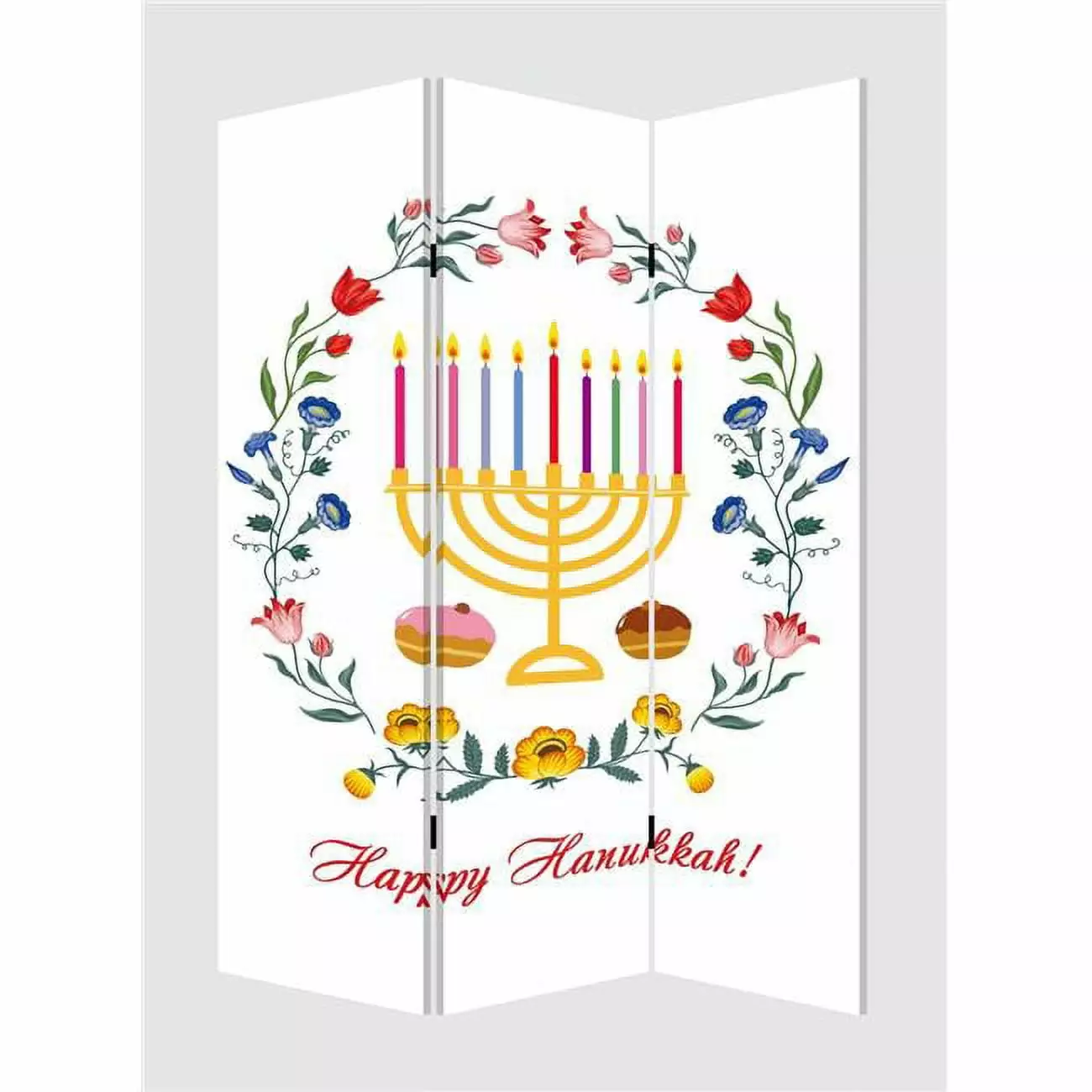Hanukkah Screen & Room Divider - 72 x 48 Inch Holiday Decor - Jewish Themed Partition Jagged Designs