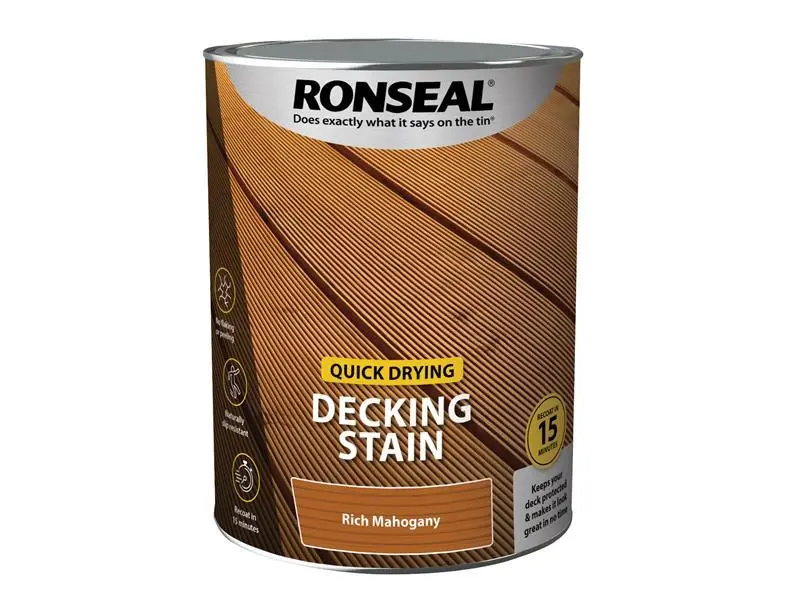Ronseal Efficient Drying Decking Stain Rich Mahogany 5 litre