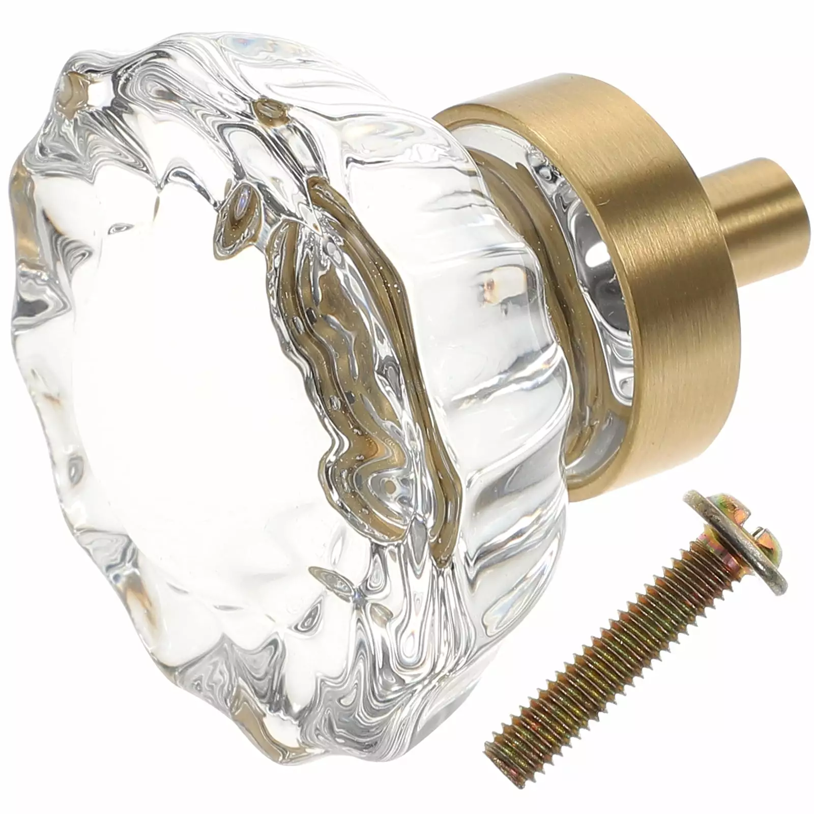 Guichaokj Crystal Handle Drawer Knobs Pull Clear Dresser Dressing Table Copper Base