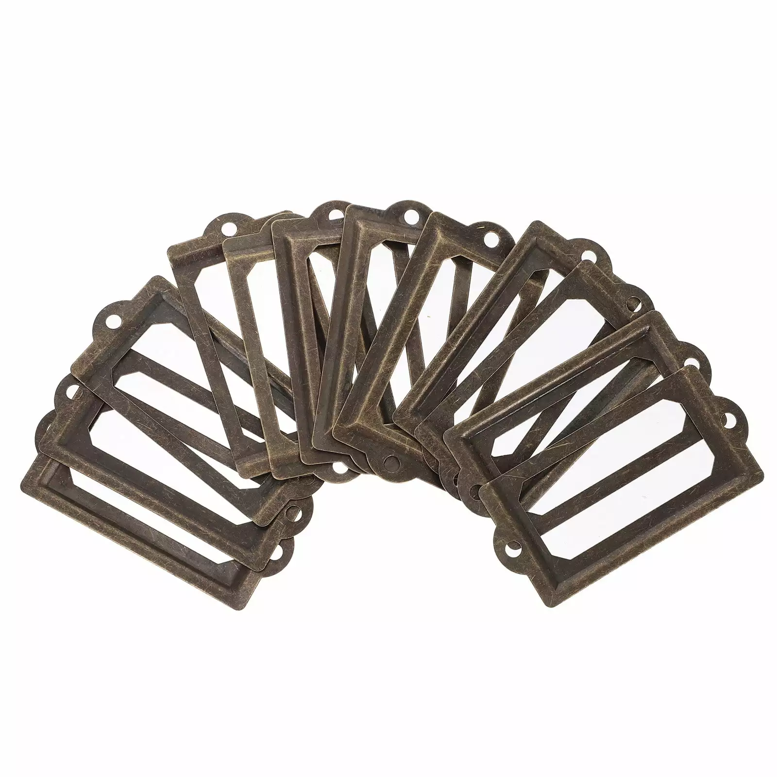 12 Pcs Label Box Retro Drawer Frames Vintage Metal Labels Dresser Drawers Cabinet leif3