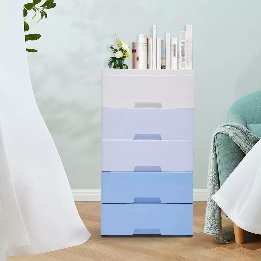 5 Drawers Storage Closet Drawers Cabinet Drawers Dresser Bedroom Cabinet Plastic LilyLus