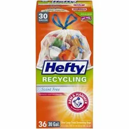 Drawstring Trash Bags Clear 30-Gal 36-Count Heavy Duty Garbage Bags Hefty
