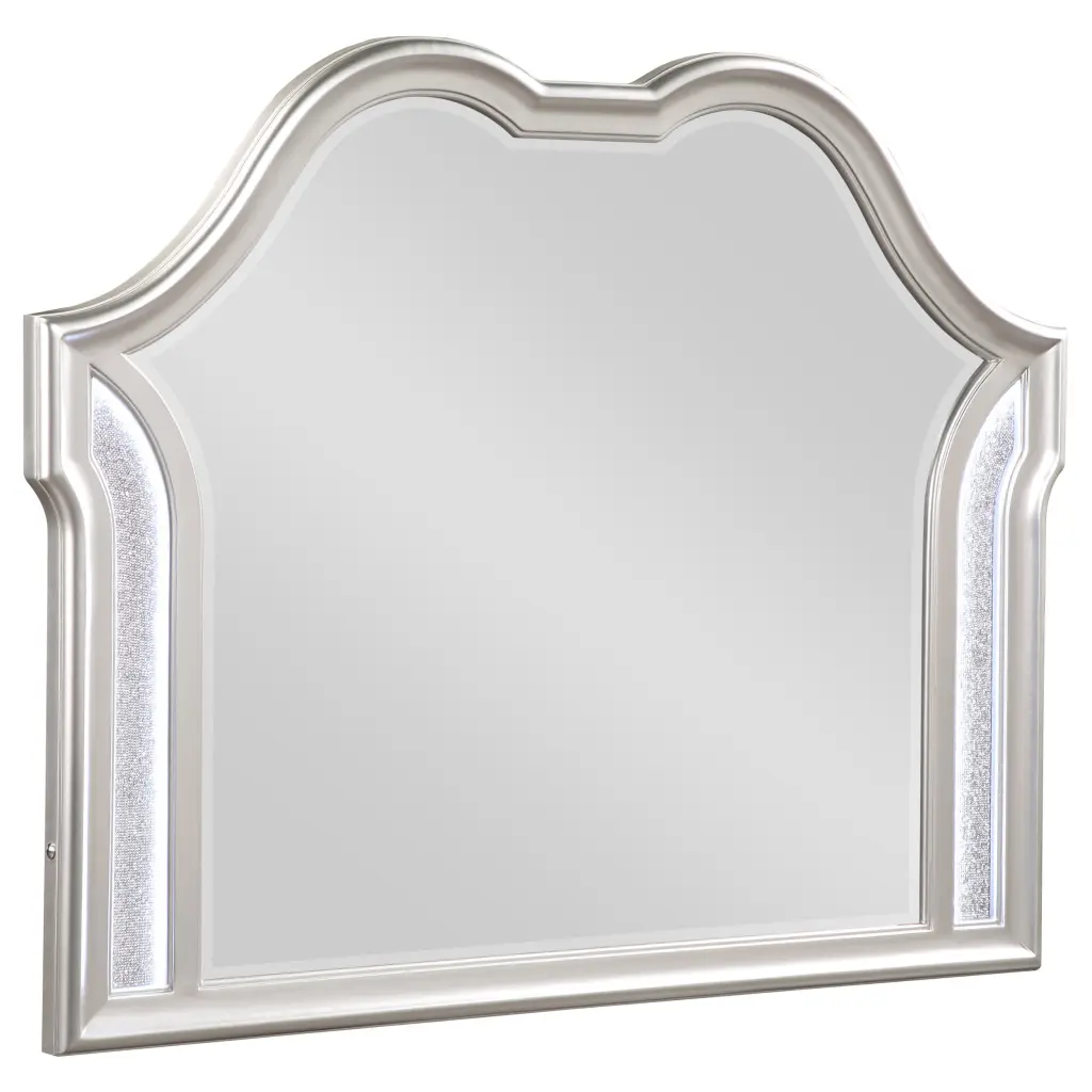 Evangeline Camel Top Dresser Mirror Silver Oak Bedroom Mirror