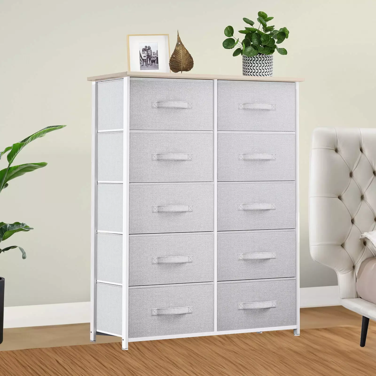 TAUS 10-Drawer Dresser Storage Tower - Home Organization Shelf Closet Chest Arranger Durable Construction NOBRAND