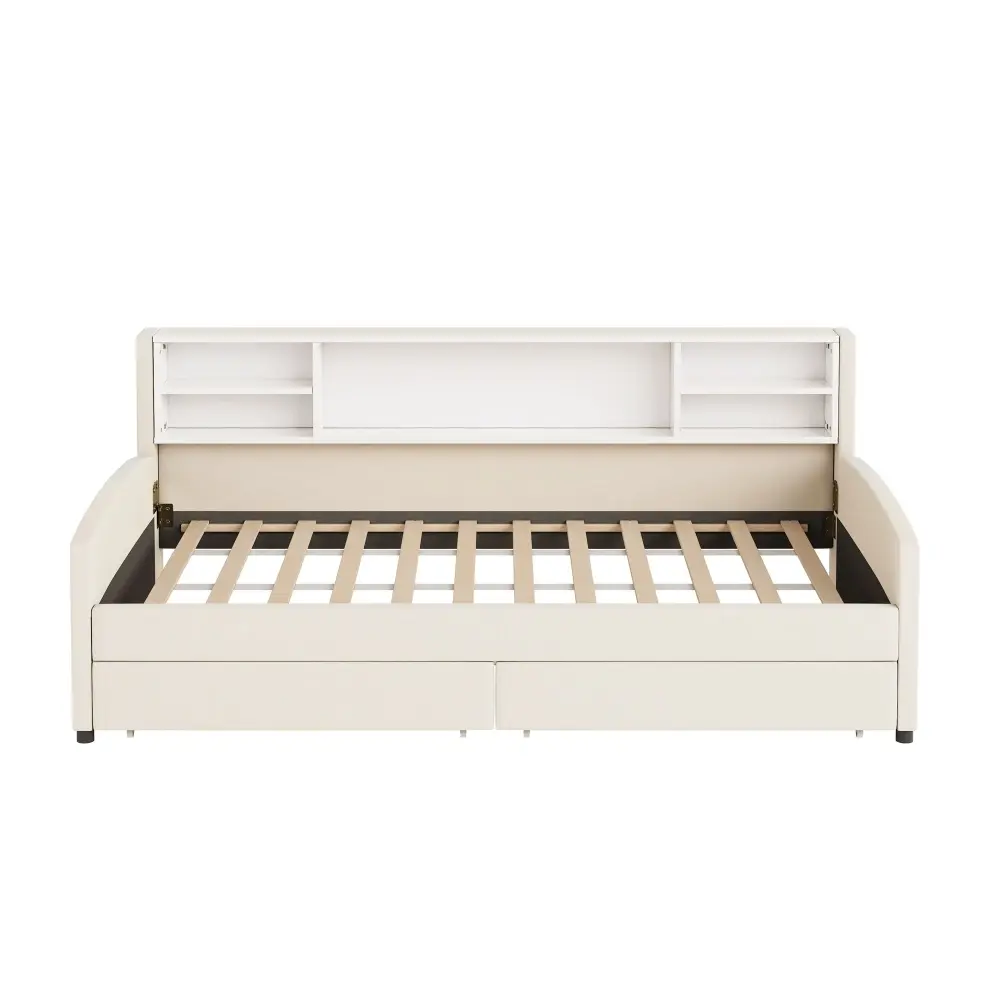 Luxurious Upholstered Platform Bed Storage Drawers Master Bedroom
