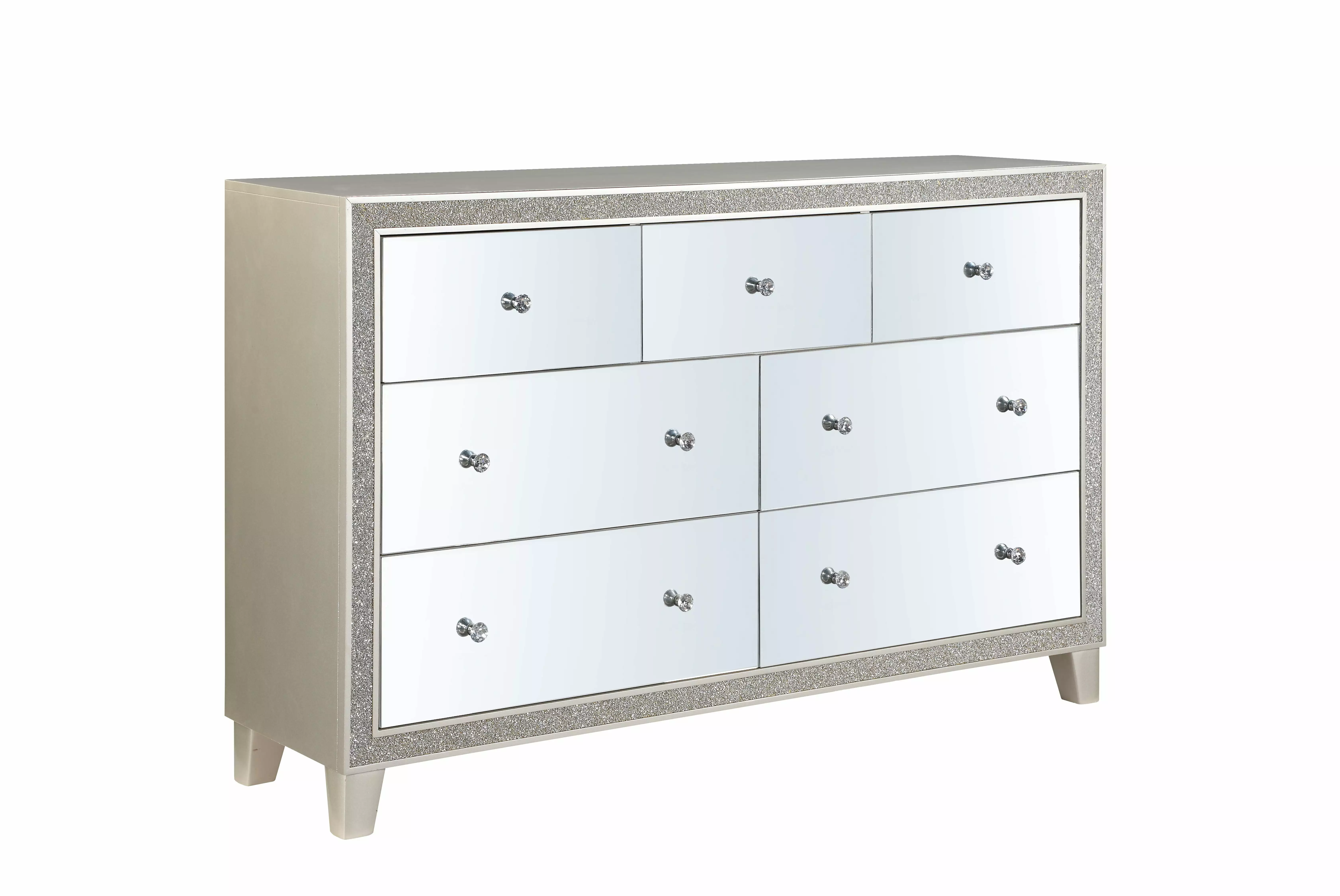 Sliverfluff Dresser Mirrored Champagne Finish Bedroom Furniture Acme Furniture