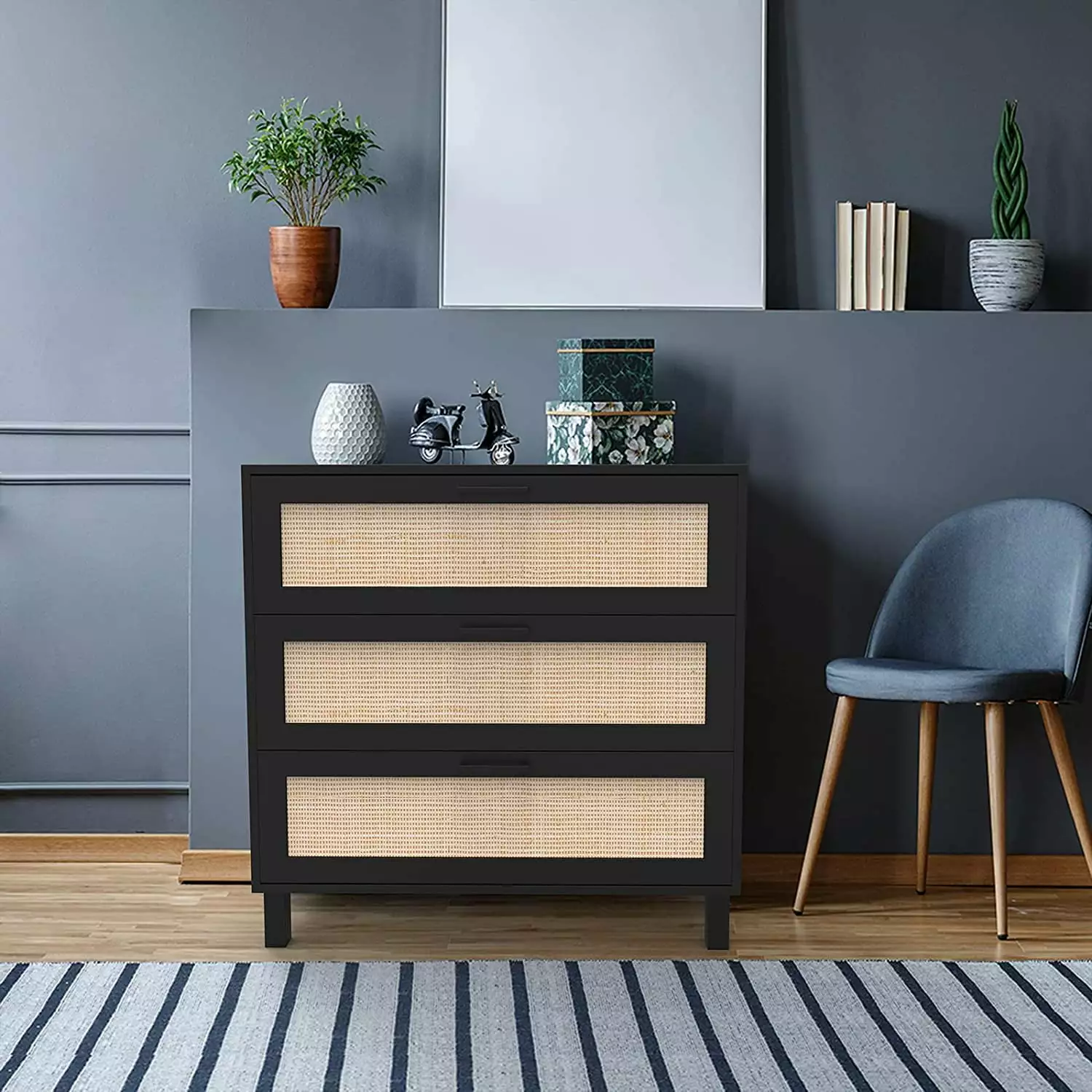 3 Drawer Dresser Oxford Rattan Chest Drawers End Cabinets Storage Corner Bedside Table FANWB