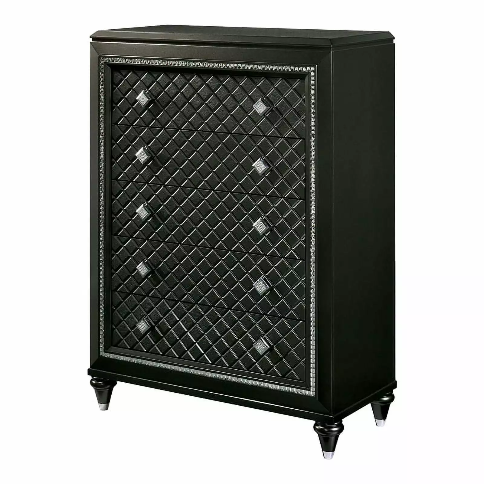 Furniture America Braylene Contemporary 5-Drawer Chest Metallic Gray
