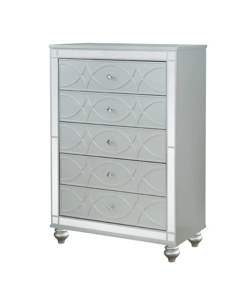 Gunnison 5-Drawer Chest Silver Metallic Modern Dresser
