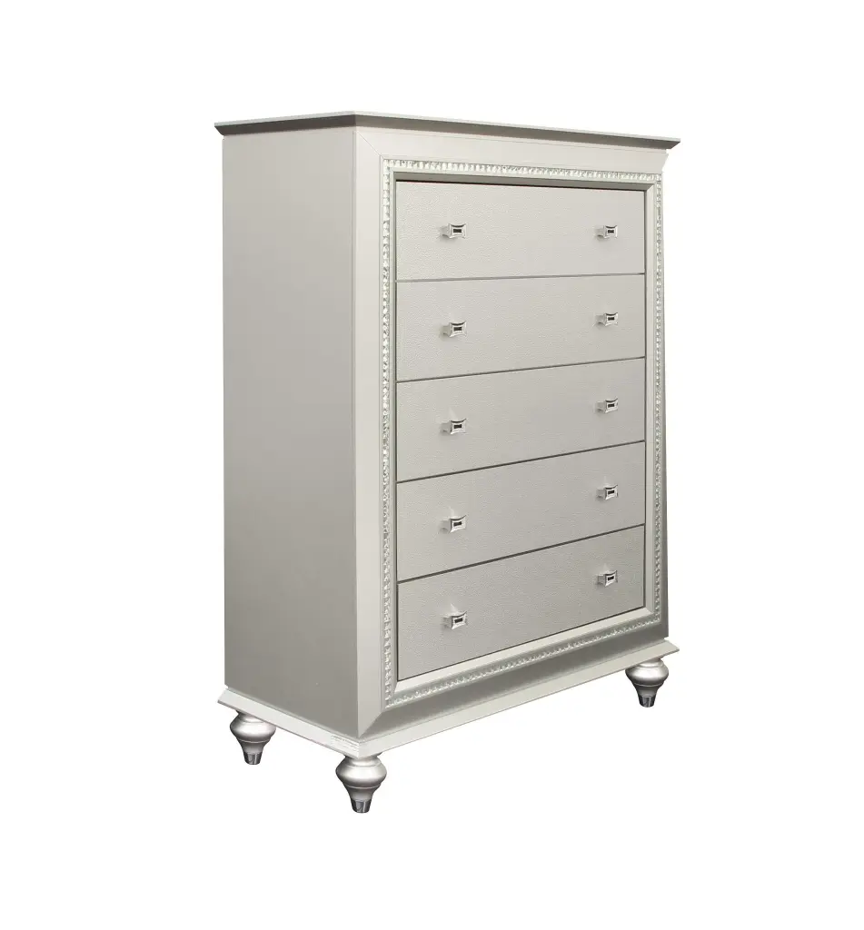 Kaitlyn Champagne Chest 3 Drawers and Gold Handles