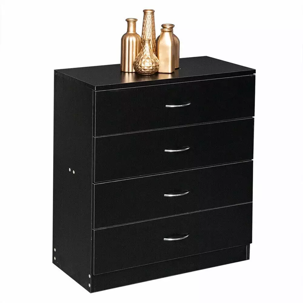 FCH Modern Simple 4-Drawer Dresser Black - Contemporary Bedroom Storage LilyLus