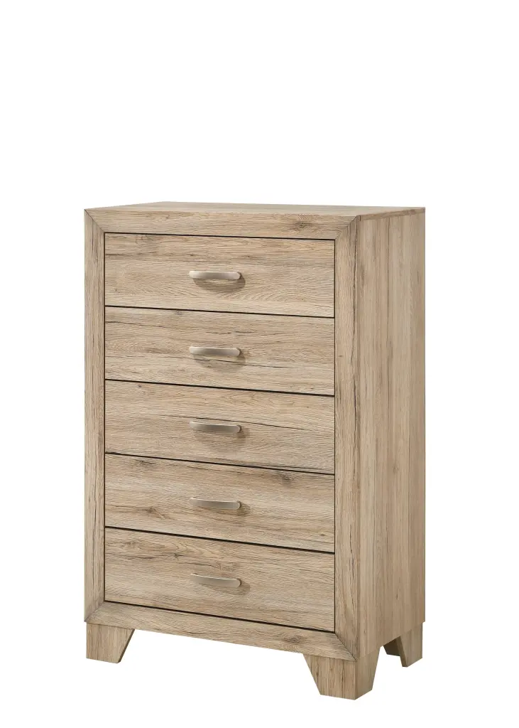 Miquell Natural Chest - Wooden 4-Drawer Storage Dresser Bedroom