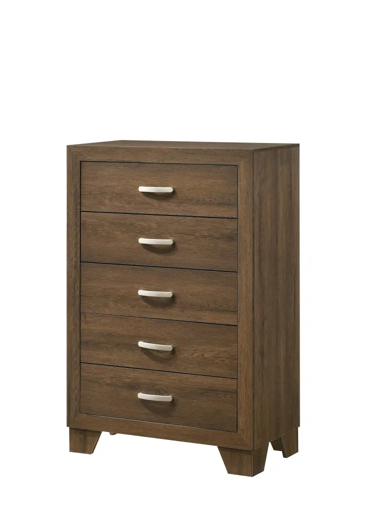 Miquell Oak Chest - Rustic 4-Drawer Wooden Storage Dresser Home
