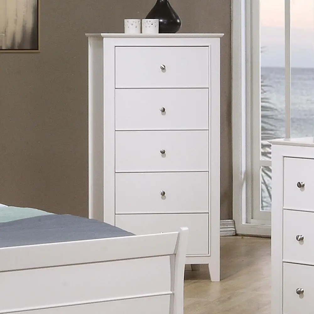 Selena 5-drawer Chest Cream White - Modern Storage Dresser Bedroom