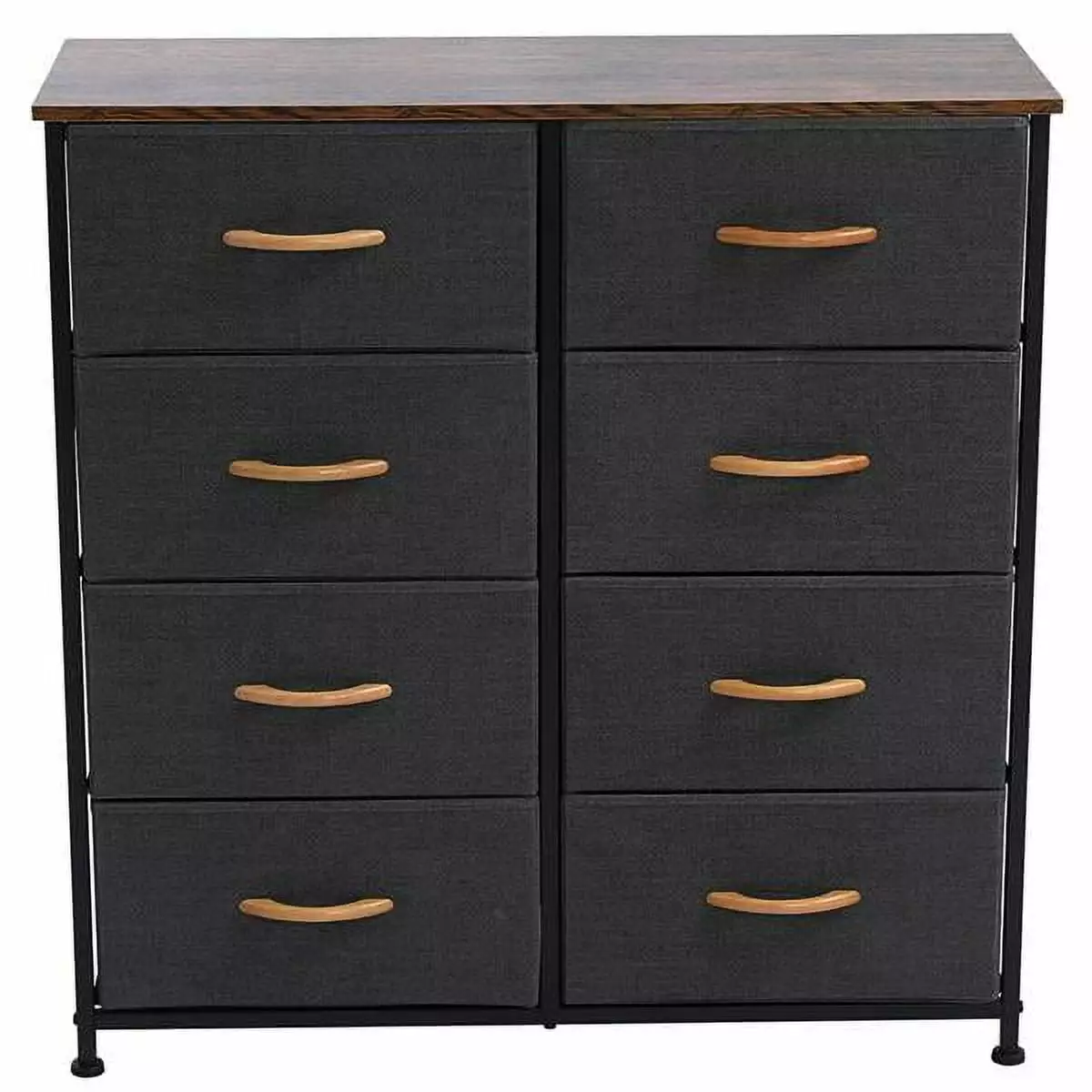 4 Tier Wide Drawer Dresser Storage Unit 8 Fabric Drawers Wooden Tabletop Closet Nursery Dorm Room Gray YTTX