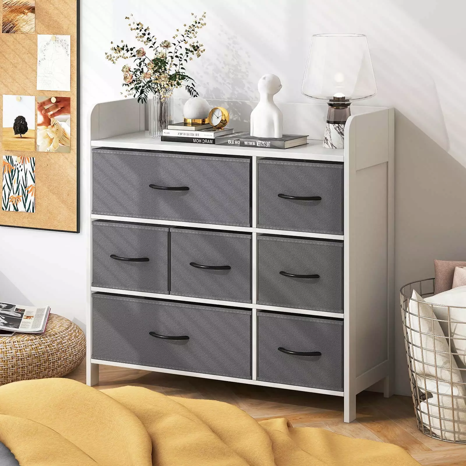 Amijoy 7-Drawer Fabric Dresser Metal Frame and Spacious Top Bedroom
