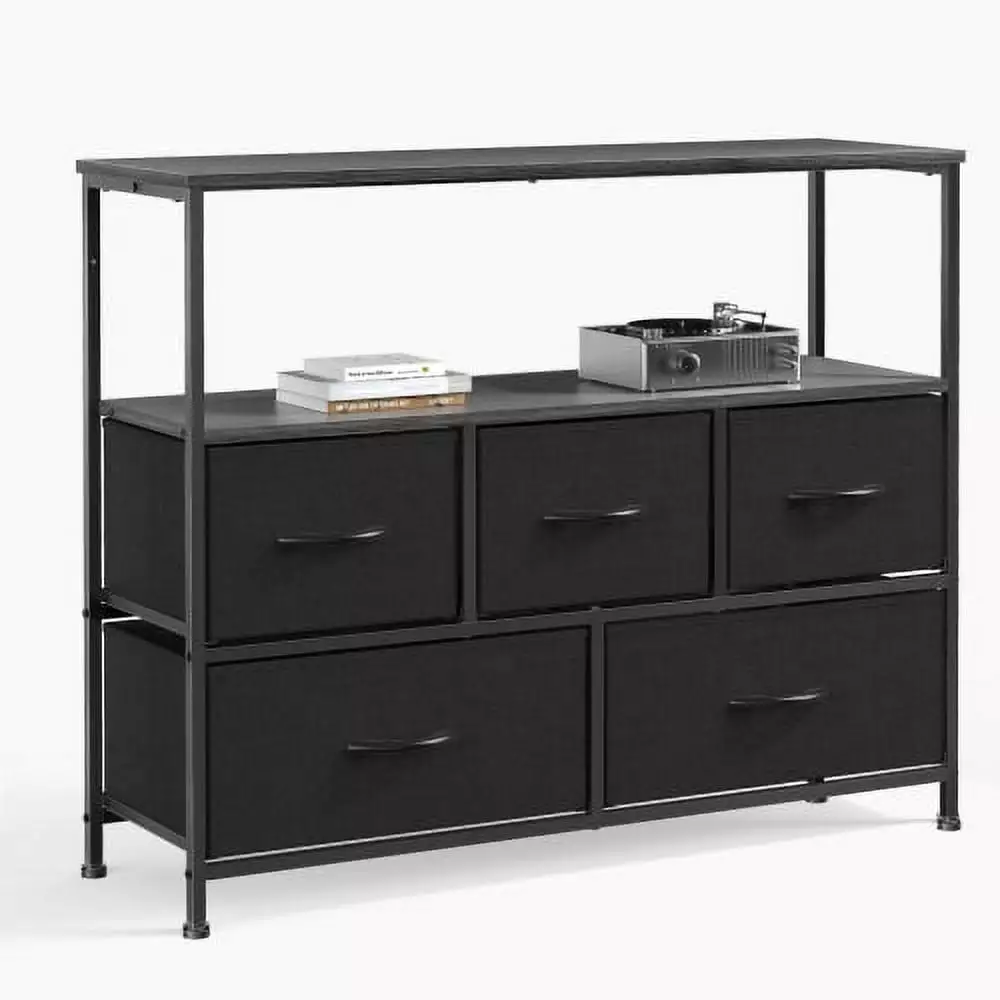 Sweetcrispy 5 Drawer Dresser Bedroom Metal Frame and Fabric Drawers ANHUITAGS