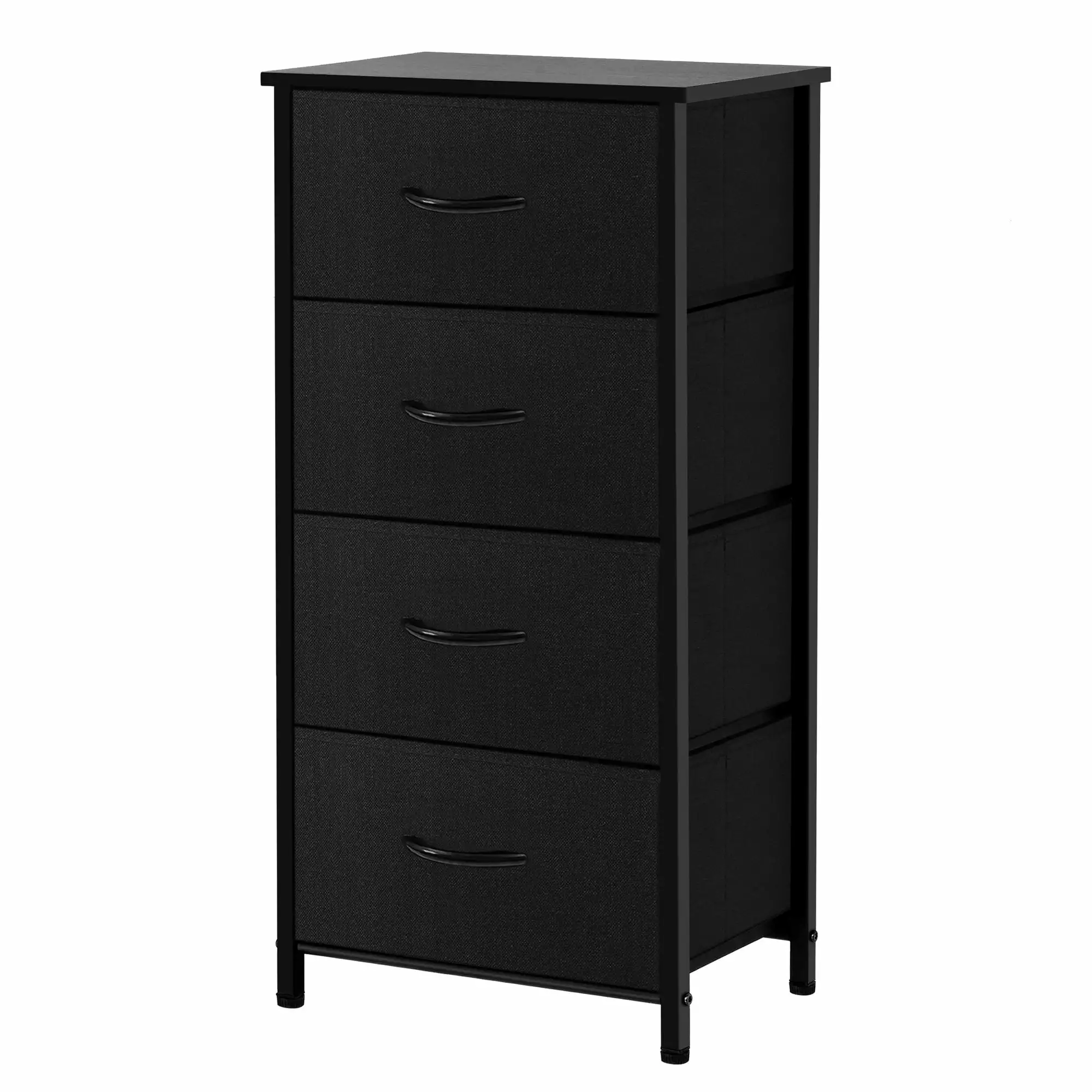 AZL1 Life Concept Black 4 Drawer Fabric Dresser Storage Tower Bedroom, Closet, Entryway, and Hallway