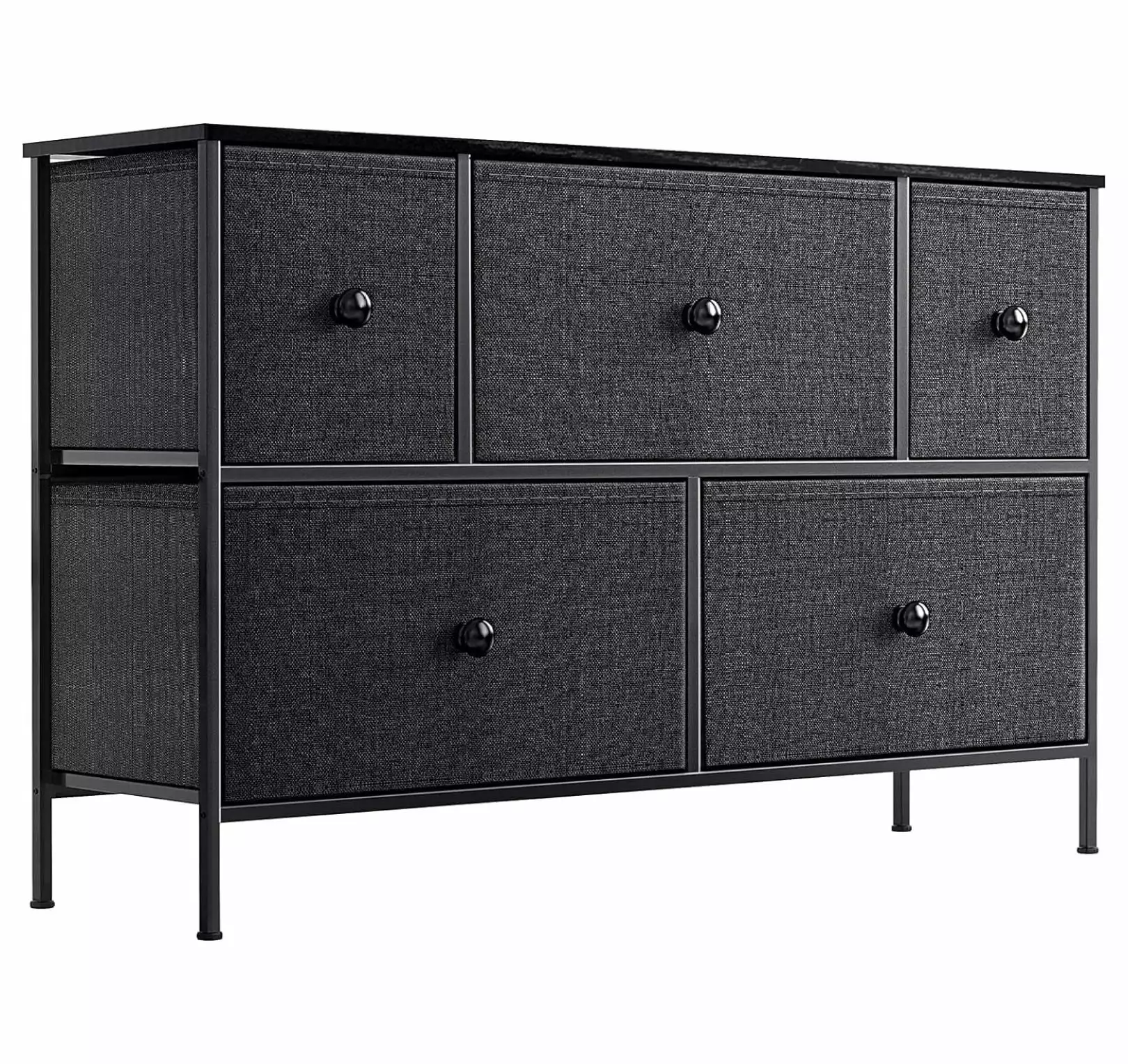 Bennium 5 Drawer Dresser Bedroom Large Storage Arranger Unit Closet Living Room Entryway Sturdy Steel Frame Wooden Top