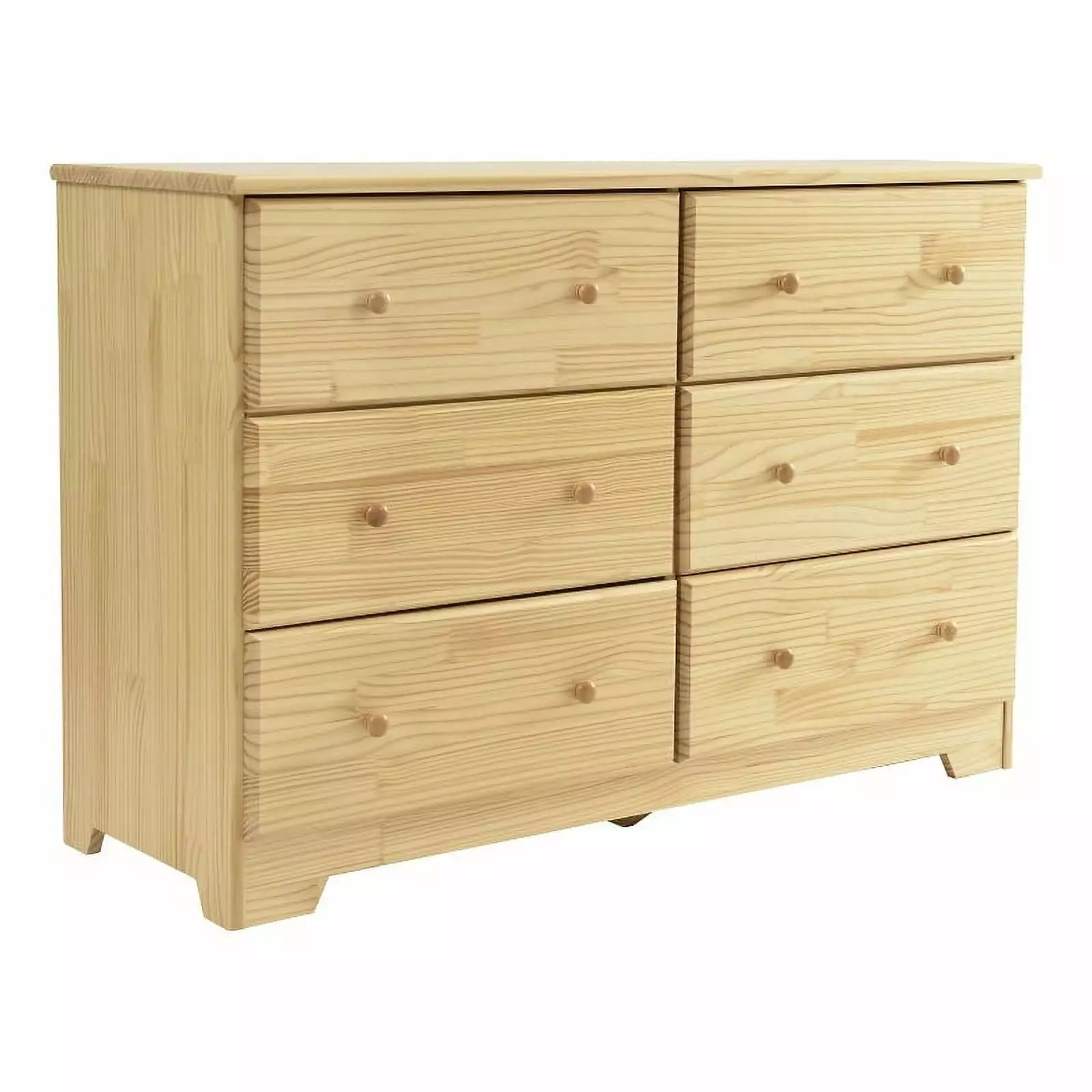 Better Home Products Solid Pine Wood 6 Drawer Double Dresser Natural