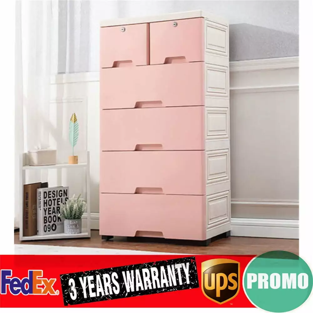 6 Drawer Plastic Closet Dresser Storage Cabinet Bedroom Pink BloomVivid
