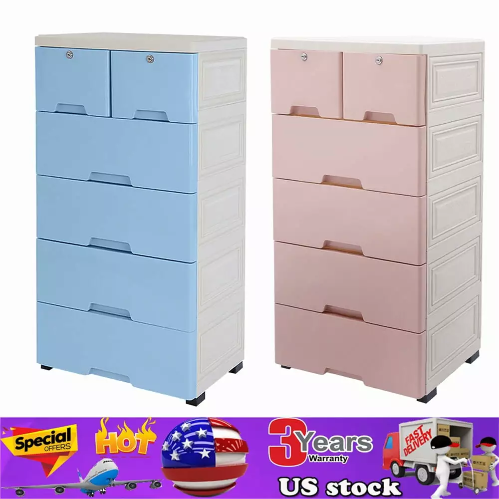 6 Drawer Plastic Storage Dresser Bedroom Clothes Organizer Tower Cabinet Office BloomVivid