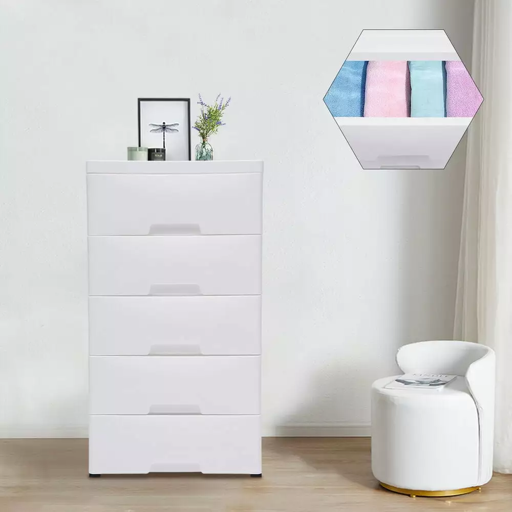 White 5 Drawer Dresser Storage Tower Bedroom Closet Entryway BloomVivid