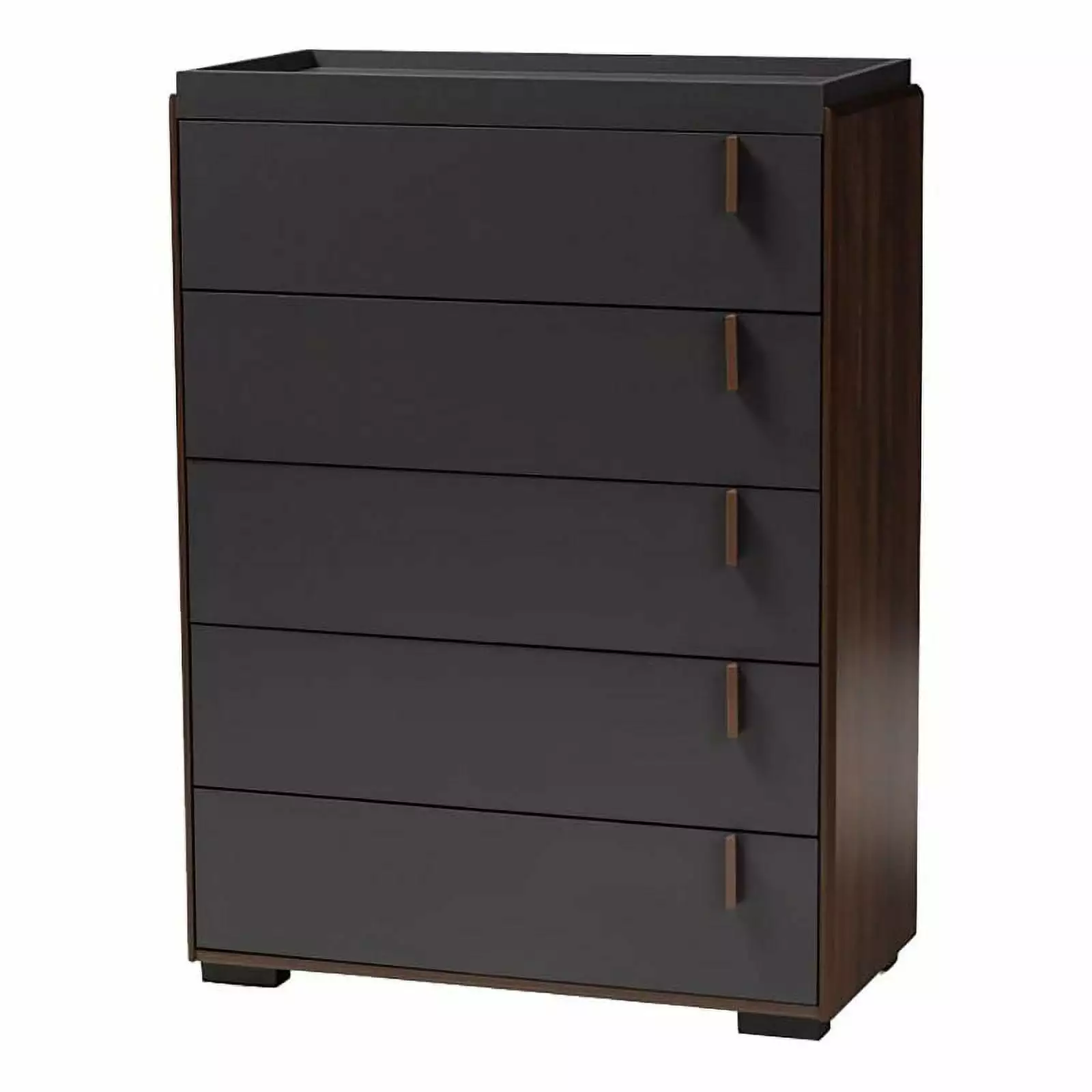 BenJara Jen 41 Inch Tall Dresser 6 Drawers Gray - Round Feet Metal Handles Bowery Hill