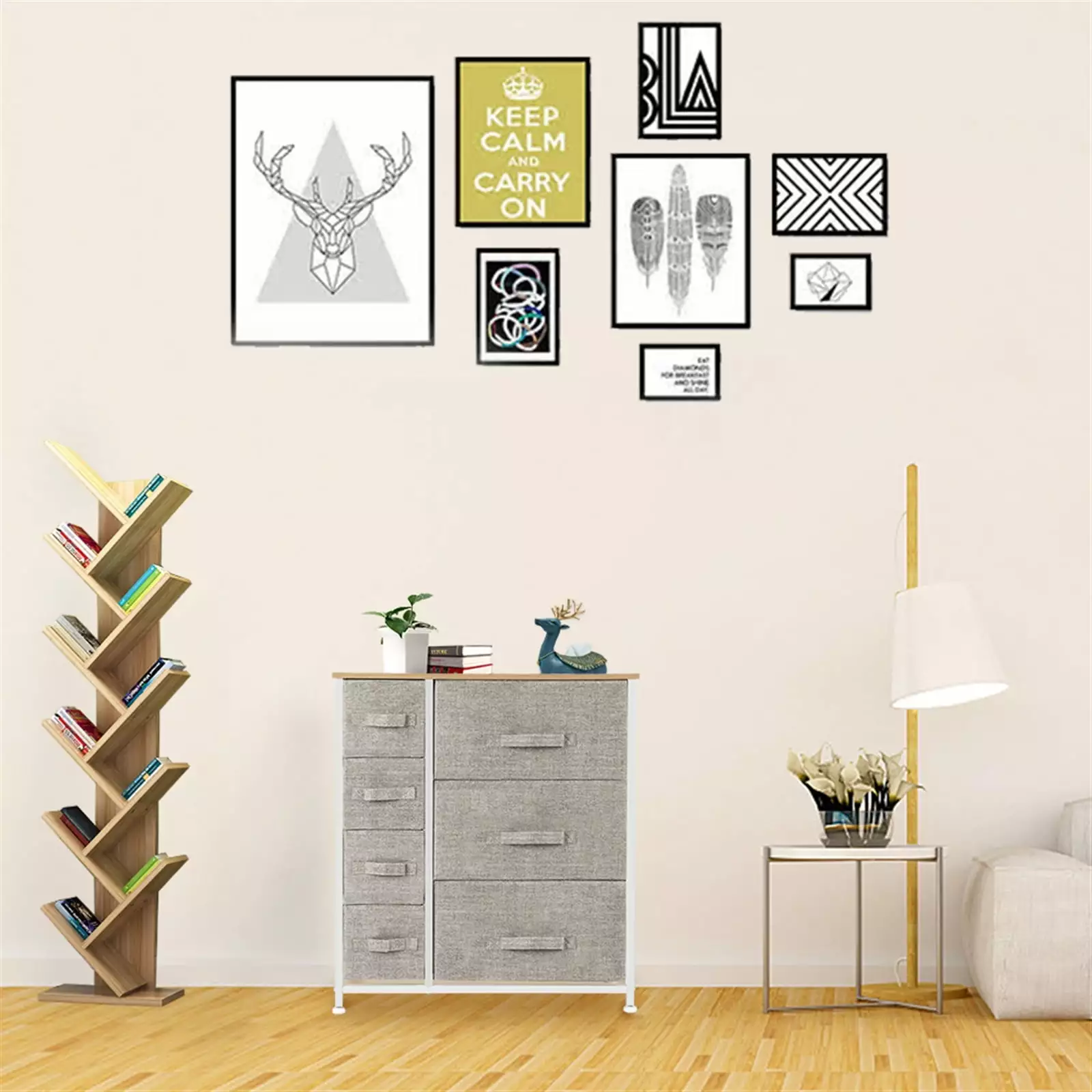 Cfowner Linen 7-Drawer Dresser Steel Frame Bedroom Hallway Closet and Office Organization