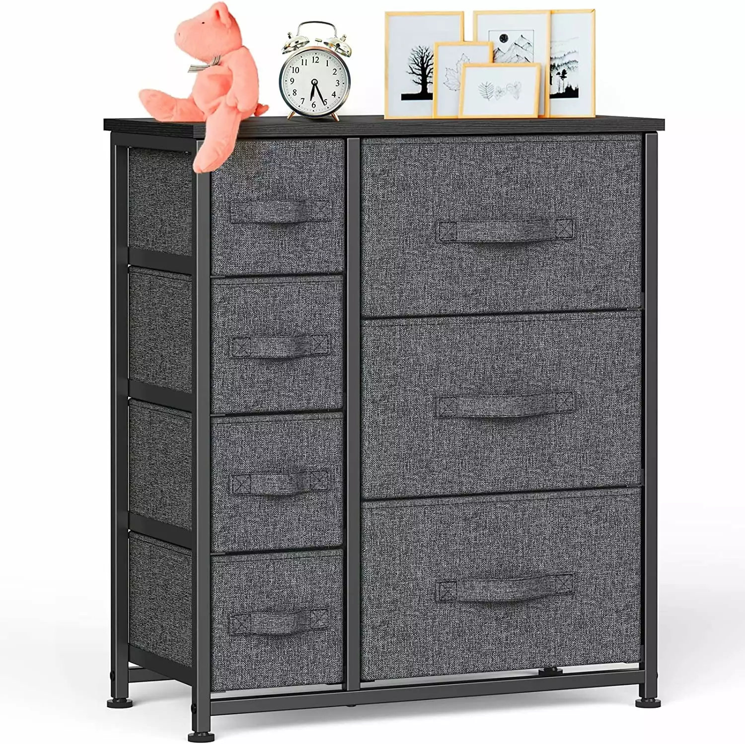 COOKCOK 7-Drawer Fabric Dresser Wood Top Bedroom, Closet, Nursery, and Hallway