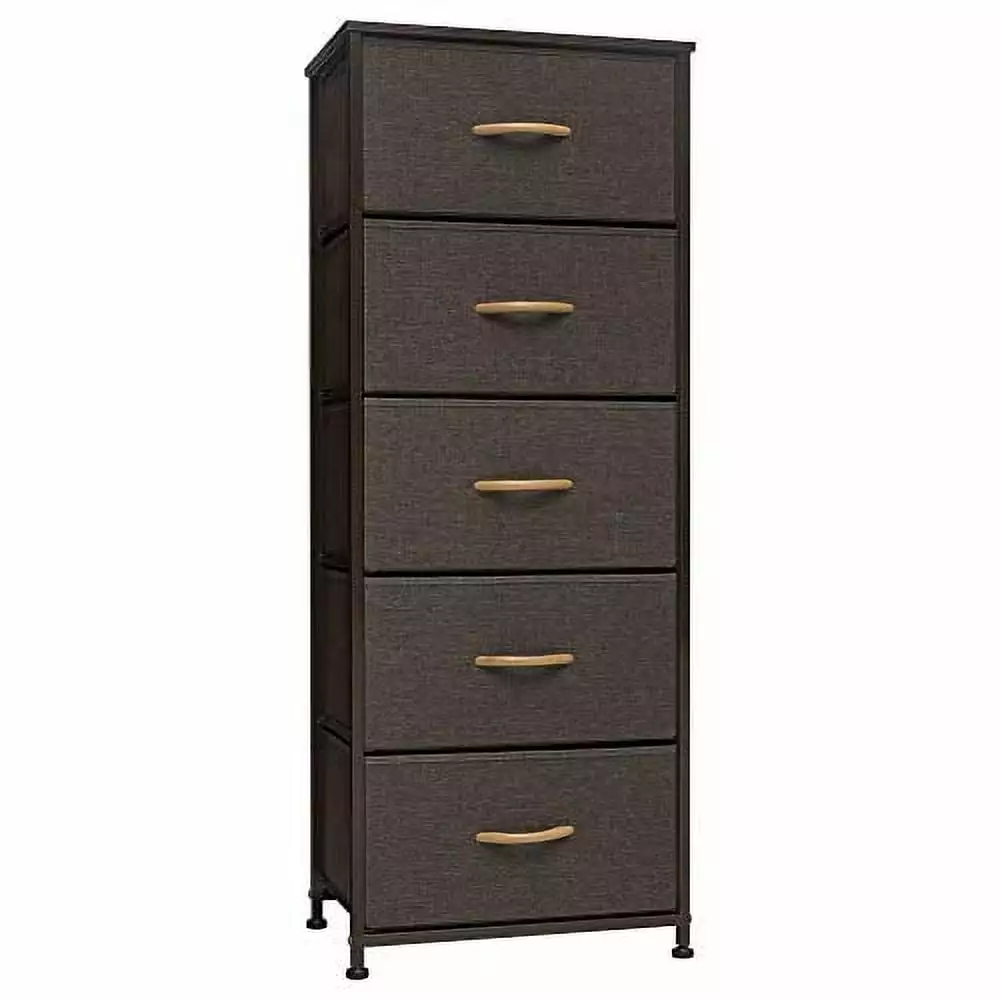 Crestlive 5-Drawer Vertical Dresser Storage Chest Dark Wood 17.7x11.8x46.1 Inches Crestlive Products