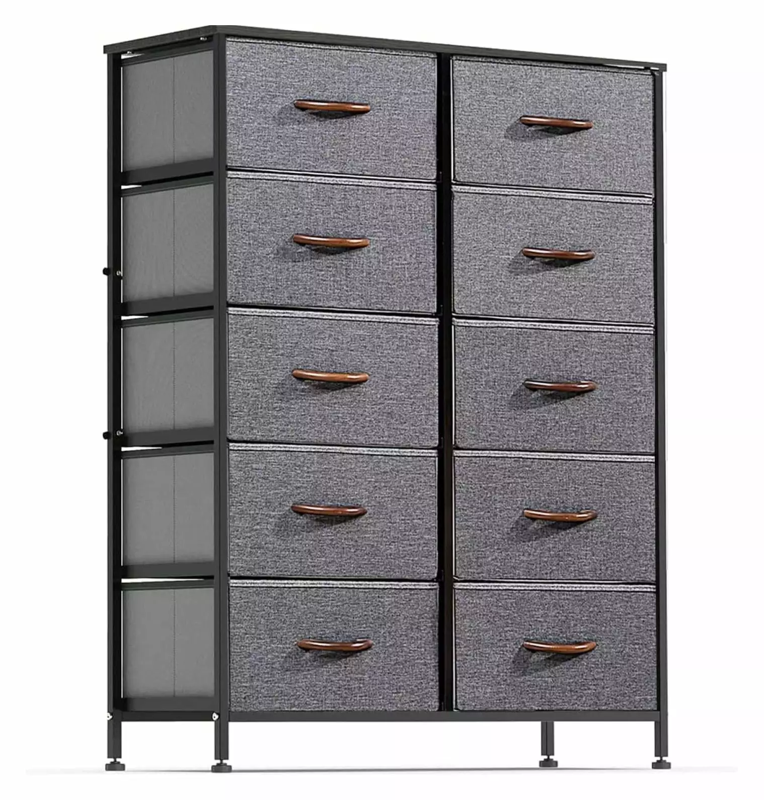 Drevy 10 Drawer Dresser Wide Tall Fabric Storage Tower Fabric Drawers Tower Metal Frame Arranger Unit Bedroom Hallway Closets