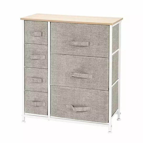 EASTIN 7-Drawer Dresser Storage Tower Bedroom Hallway Closet Office Steel Frame Wood Top Linen