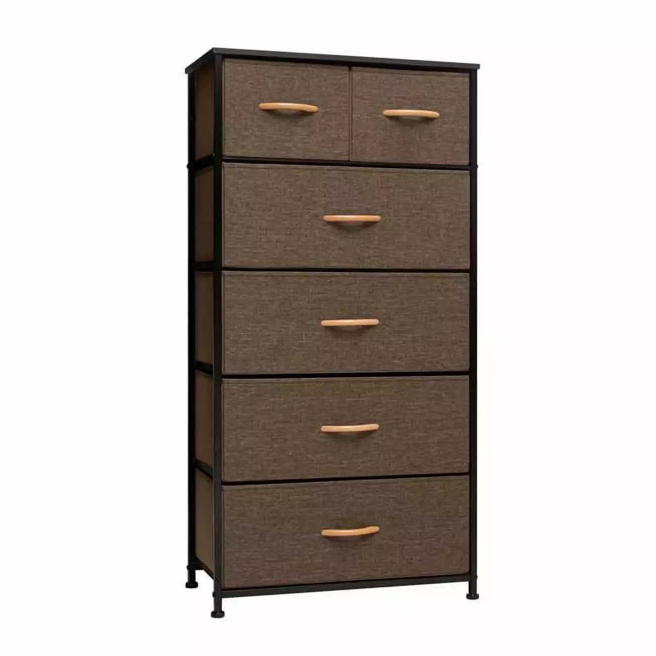 23 . Brown Steel & Fabric Six Drawer Combo Dresser Bedroom or Livingroom Fancy Fixtures
