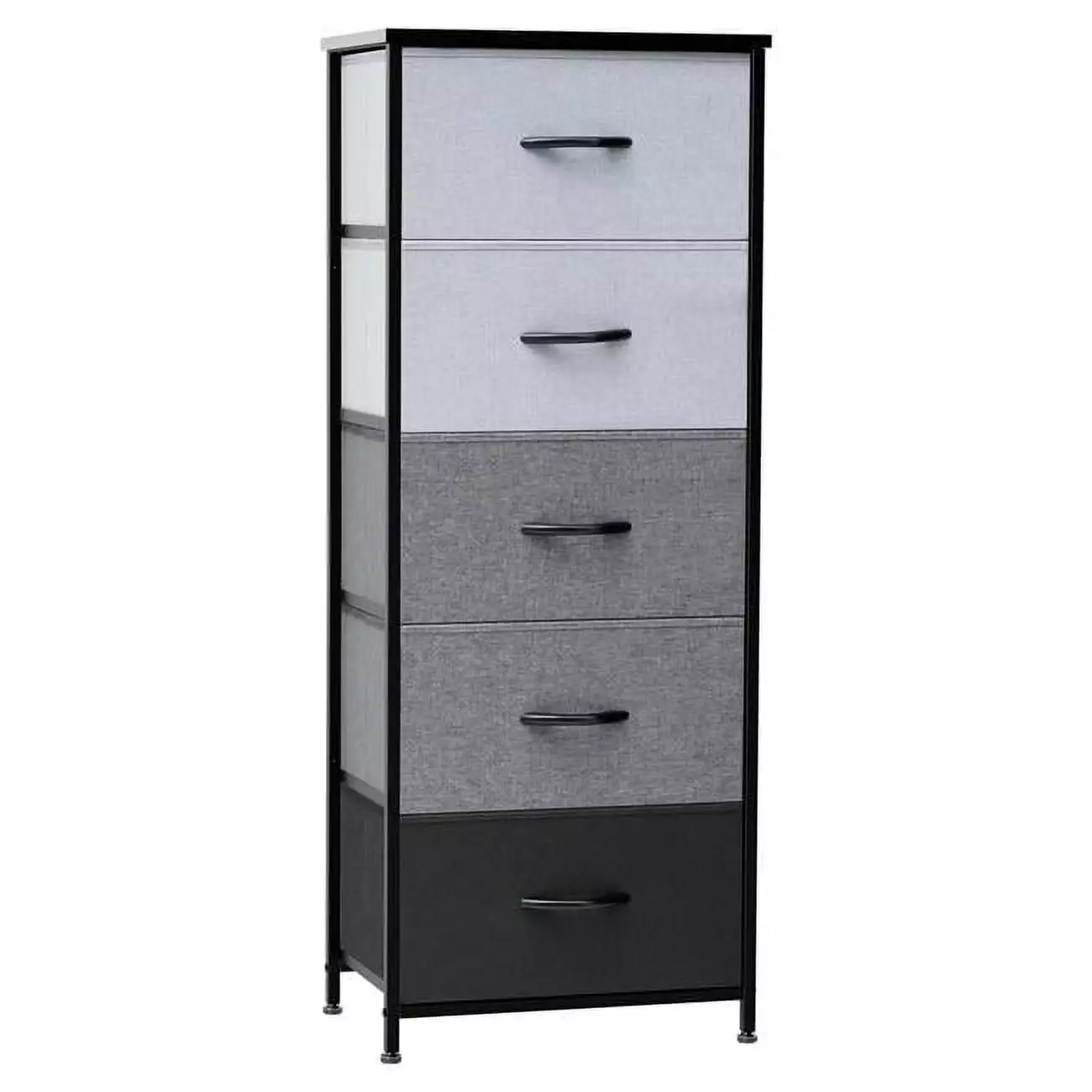 18 Inch Steel Fabric Five Drawer Chest Gray and Black Bedroom Organization Fancy Fixtures