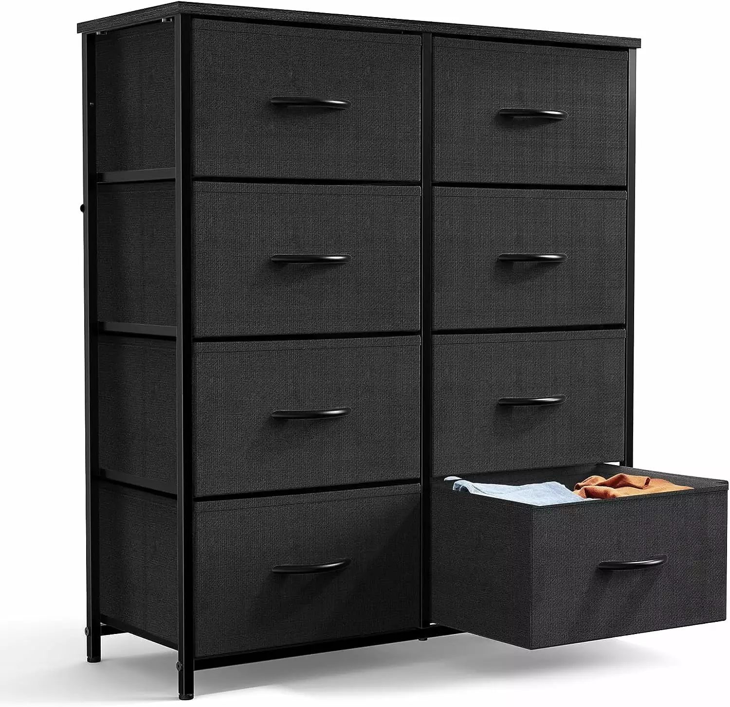 FETON 8 Fabric Bins Dresser Bedroom Closet Nursery Steel Frame and Wooden Top