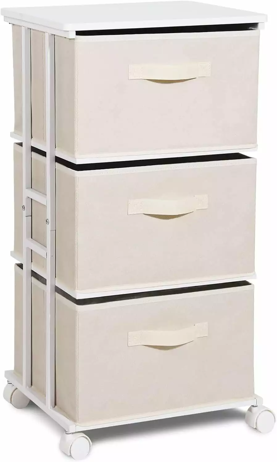 3-Drawer Tall Fabric Storage Dresser - Vertical Nightstand Metal Frame General