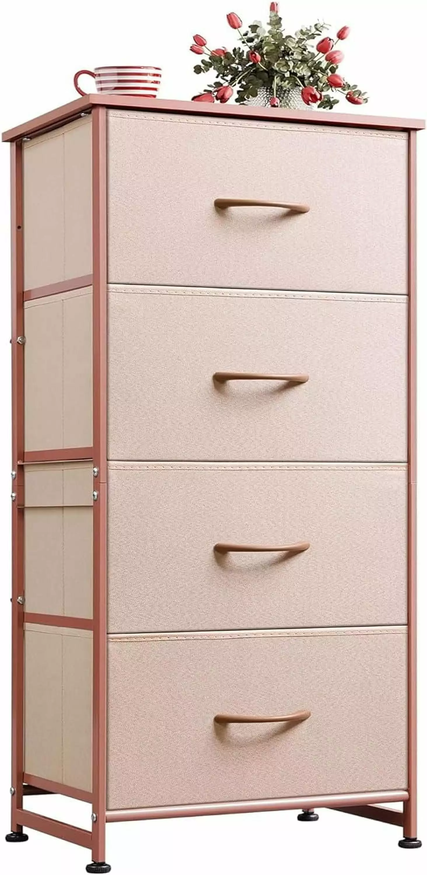 4-Drawer Fabric Storage Dresser - Pink Rose Arranger Unit General