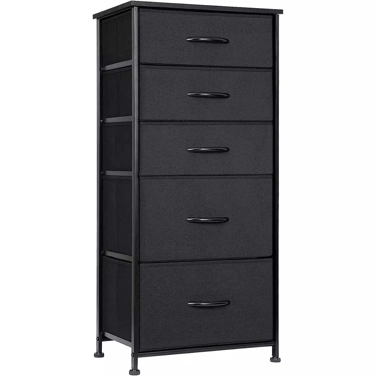 HElectQRIN 5 Drawer Dresser Bedroom Wood Top and Metal Frame, 37 Inch Tall Fabric Chest Drawers Closet Living Room Hallway...