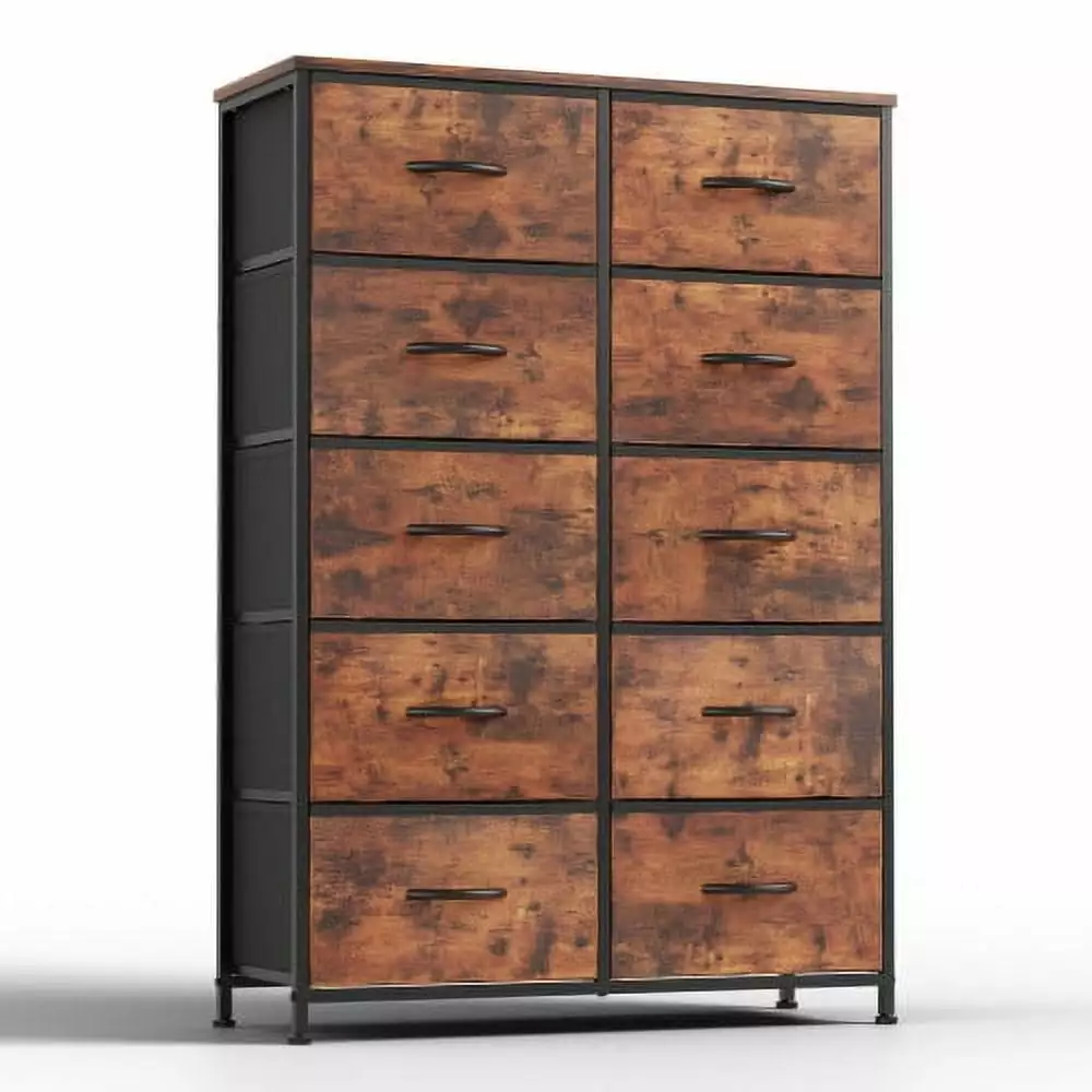 12-Drawer Fabric Storage Tower Dresser Bedroom Sturdy Metal Frame Hypeshops