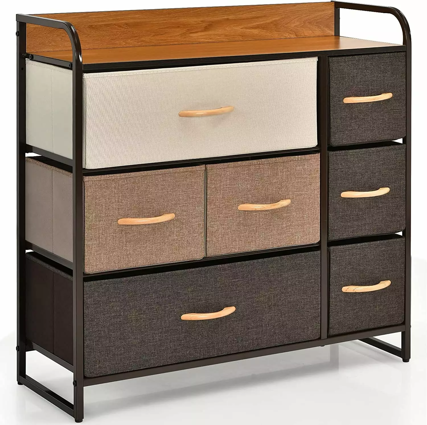 7-Drawer Dresser Storage Tower Foldable Fabric Drawers Steel Frame Bedroom Closet Nursery JY