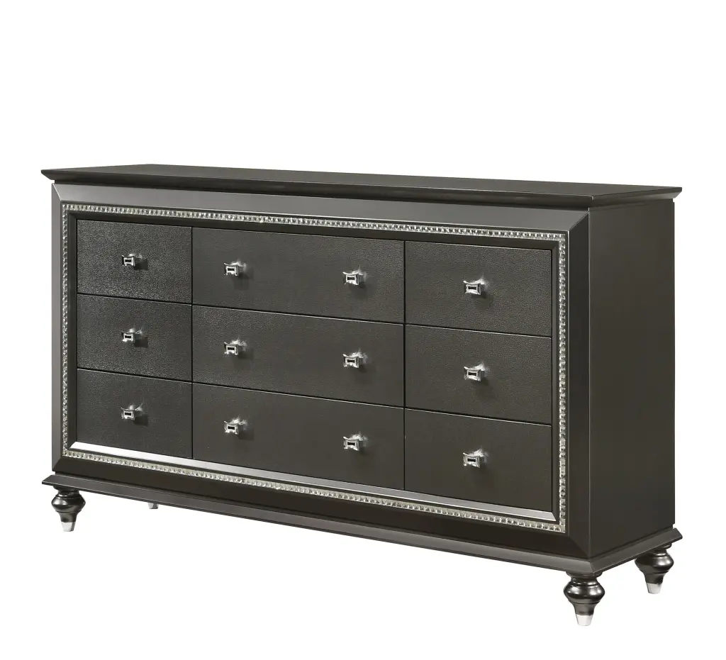 Kaitlyn Metallic Gray Dresser 5 Drawers